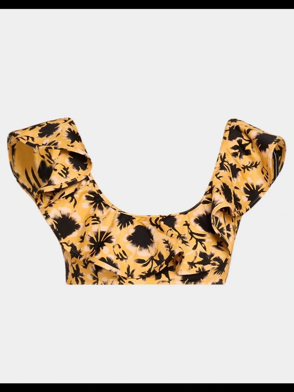 NWT Ulla Johnson $425 Yellow Floral Ruffle Bikini Top and Bottom Set XS